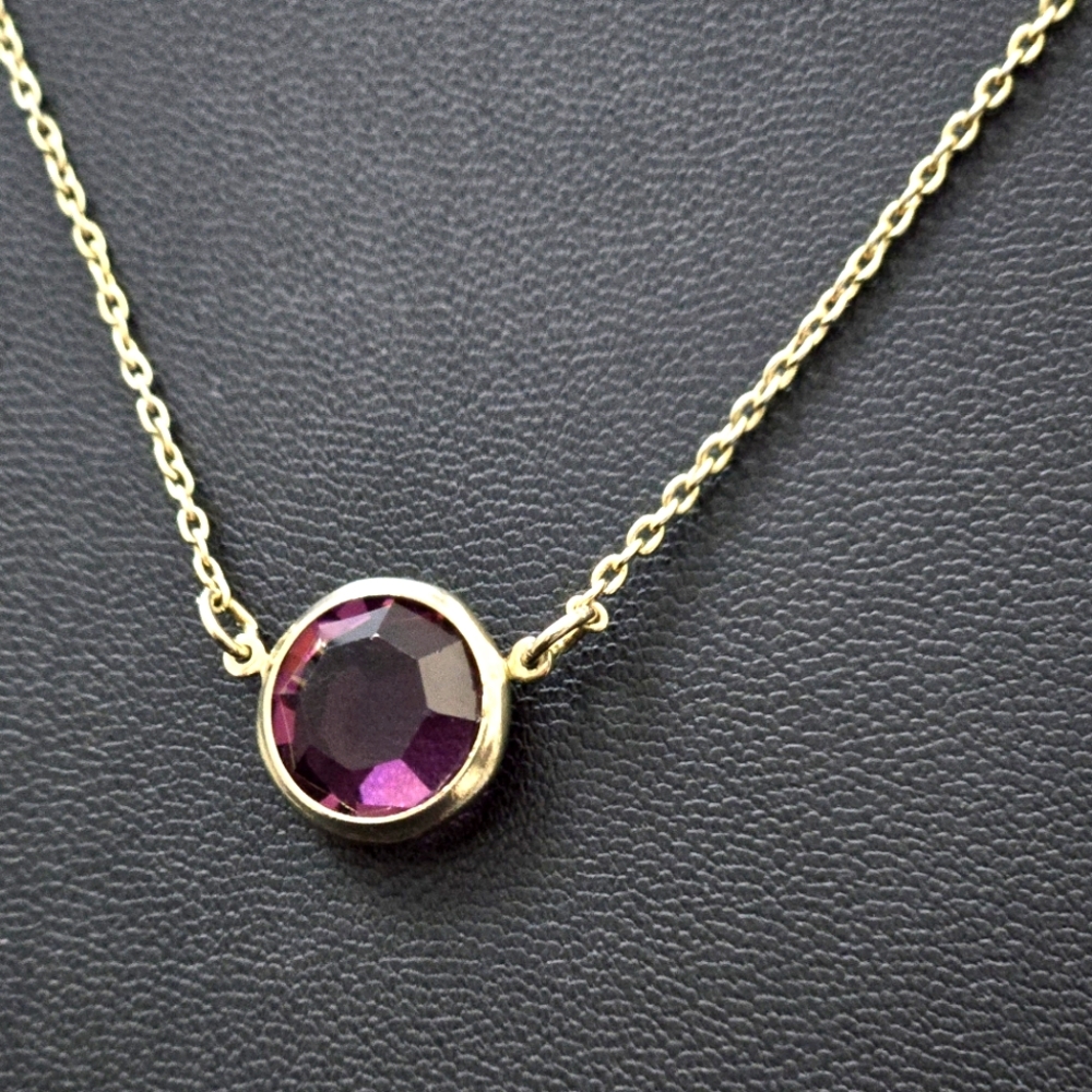 Vintage Avon Goldtone Necklace with Amethyst Color Stone 15" FashionJewelryOnly